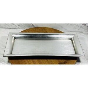 Decorative Rectangular Brushed Silver Charger Plate New 14”x6.5”